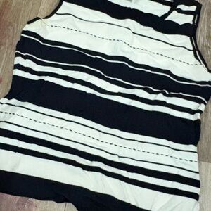 Vintage Emma James Black and White Striped Tank Top